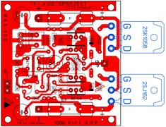 an electronic circuit diagram with the components labeled in blue and red on top of each other