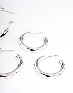 If silver is your setting of choice, discover must-have jewellery pieces from our Silver Essentials Collection. Curate a collection you love with our wide range of trending and timeless silhouettes, including this three-pack of mixed hoop earrings in varying sizes. | Lovisa Silver Puffy Mixed Hoop Earrings Pack Hoop Earrings Pack, Earrings Pack, Timeless Silhouettes, Favorite Rings, Ring Necklace, You Bag, Jewelry Pieces, Silver Earrings, Ring Size