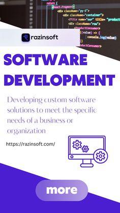 a flyer for software development with an image of a computer screen and the words software development