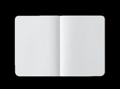 an open notebook with blank pages on a white background