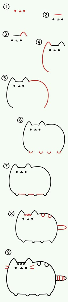 how to draw a cartoon cat with different shapes and sizes for each character's face