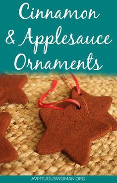 cinnamon and apple sauce ornaments with text overlay