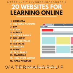 a poster with the words 20 web sites for learning online