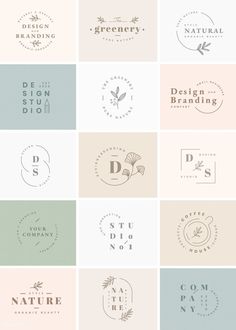 six different logos with the words natural, organic and eco - friendly designs on them