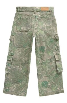 Your kiddo will be ready for adventure in sturdy cotton cargo pants patterned with a cool camo print and popped with plenty of pockets. Zip fly with button closure Front slant pockets; back patch pockets; cargo flap-patch pockets 100% cotton Machine wash, tumble dry Imported Leaf Camo Pants, Cotton Cargo Pants, Camo Cargo Pants, Camo Pants, Girls Outfits, Fabric Gift Bags, Green Camo, Pants Pattern, Fabric Gifts