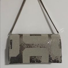 Beautiful Shiny Silver And White Baguette Bag- Never Been Worn, New With Tags Silver Square Shoulder Bag For Evening, Square Baguette Bag For Parties, Luxury Baguette Bag For Party, Silver Crossbody Baguette Bag For Evening, Chic Square Baguette Bag For Party, Chic Rectangular Baguette Bag For Evening, Designer Rectangular Baguette Bag For Party, Luxury White Baguette Bag For Evening, Chic Baguette Bag For Evening