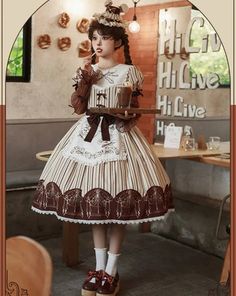 Eternal heroine ♡ Alice x Lolita coordination 7 selections – ロリータファッション通販RonRon Cutlery Design, Pink Kimono, Lolita Outfits, An Apron, Cuffed Top, Chocolate Brown Colour, Fashion Images, Arm Sleeve