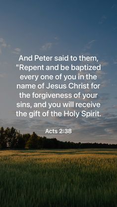 a field with the words, and peter said to them repent and be baptized every one of you in the name of jesus christ for