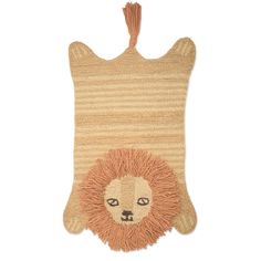 a rug with a lion face on the front and back of it's head