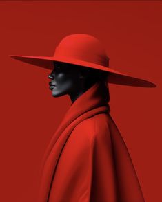 Fashion Creative Photography, High Fashion Portrait Photography, High End Fashion Photoshoot, Coat Photoshoot Ideas, Creative Portrait Photoshoot Ideas, Red Fashion Editorial, Hat Photoshoot Ideas, High End Fashion Photography, Monochromatic Photoshoot