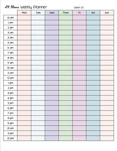 the printable weekly planner is shown with times and hours for each month, as well as