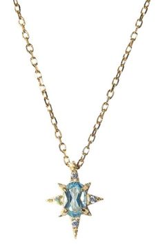 A stunning necklace featuring a beautifully cut blue zircon stone surrounded by a sparkling star of smaller zircon stones. With a medium drop gold vermeil chain this is the perfect statement winter necklace to add some glamour to any look. 45cm gold vermeil chain. Do not get wet Elegant Blue Necklace With Star Charm, Blue Star-shaped Gemstone Necklace, Winter Necklace, August Birthstone Jewelry, July Birthstone Jewelry, Star Pendant Necklace, Jewelry Ring Box, Pearl Jewellery Earrings, Blue Zircon