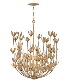 Hinkley - 30016BNG - Six Light Chandelier - Flora - Burnished Gold Textured Plaster, Gold Candelabra, Plaster Finish, Indoor Chandelier, Tier Chandelier, Candelabra Chandeliers, Flower Chandelier, Hinkley Lighting, Contemporary Chandelier