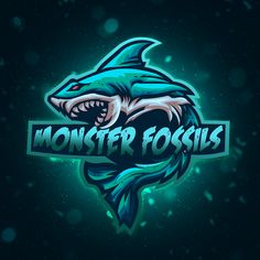 the logo for monster fossils is shown on a dark background with snow flakes