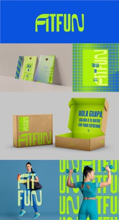 the packaging design is designed to look like it has been made with neon green and blue colors