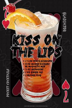 the poster for kiss on the lips shows an orange slice in a glass with ice