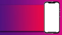 an iphone with a blank screen on a purple and pink background