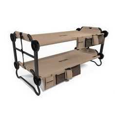 two bunk beds with storage compartments on the bottom and one attached to each bed frame