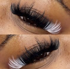 White lashes Lashes With White, Eyelash Extensions With White, White Lash Extensions, White Lashes, Lash Extensions White Accent, Coloured Lash Extensions White, Black And White Lashes, White And Black Lashes