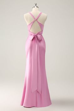 Women's Dresses | Prom, Homecioming & Bridesmaid Dresses | ZAPAKASA Pink Halter Prom Dress, Classy Evening Dresses, Hoco Court, Halter Prom Dress, Mermaid Maxi Dress, Halter Prom Dresses, Lovely Partner, Pink Silk Dress, Prom Inspo