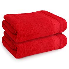 three red towels stacked on top of each other