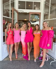 Pink Orange Bachelorette Outfits, Pink And Orange Bachelorette Party Theme, Bridal Shower Orange And Pink, Pink And Orange Bachelorette Outfits, Orange And Pink Wedding Theme, Pink And Orange Bachelorette Party, Diner Outfits, Clean Outfits