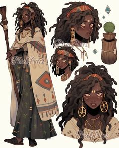 Braided Hair Character Design, Black Oc Character Design, African Woman Character Design, Character Design Black Woman, Black Characters Design, Black Dnd Character Female, Concept Art Poses, Dark Skin Character, Black Character Design Female