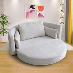 Round-shape chaise lounger to elevate your interior, it's not only a seater sofa, but also a lounge chair Wade Logan® Upholstery Color: Beige | Wade Logan® Atlai Convertible Round Chaise Lounge Chair, Sofa Chair 64.56 H x 40.94 W x 25.16 D in whiteWood / Chenille in Beige | 30.7" H X 55.1" W X 54" L | Wayfair Couch With Pull Out Bed, Sleeper Loveseat, Folding Couch, Pull Out Couch, Folding Sofa Bed, Floor Sofa, Bed Floor, Folding Sofa, Chenille Sofa