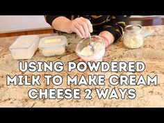 a young boy is making homemade milk to make cream for cheese 2 ways on the counter