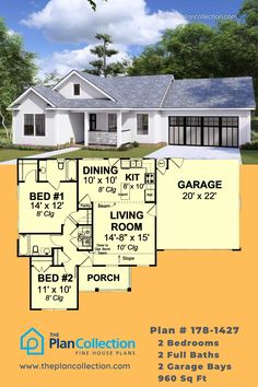 small traditional house plans, Plan # 178-1427 Small Traditional House, Two Bedroom House Plans, 3 Bedroom Home Floor Plans, Bay House Plans, Traditional Style Home, Exterior Wall Materials, Sims Houses, Two Bedroom House, Traditional Style Homes