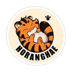 a sticker with an image of two tigers hugging