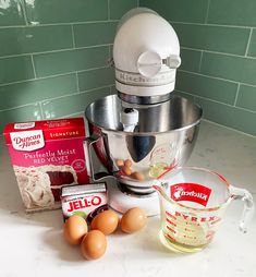 an image of food being made in the kitchen with eggs and other ingredients on the counter