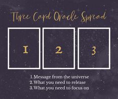 the three card oracle spread is shown in gold and black