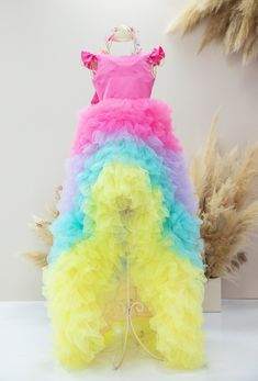 Rainbow Girl Dress, Birthday Girl Dress, Dress With Train, Unicorn Party Dress, Ombre Dress, Prom Ball Gown, Puffy Baby Dress, Multilayered, Pageant Gown, Toddler Dress, Special Occasion, Formal Event, Long Train Dress Luxury baby girl dress with long sweep train have very original fashionable design will be perfect for any celebration....birthday, wedding, parties, Christmas, photography, Valentine's Day, dance, evening, flower girl  dress, ball gown, festivals wear, dance, dress-up, fairy & pr Fairy Princess Costume, Baby Birthday Dress, Train Dress, Pageant Gown, Dress For, Dress With Train, Dress Luxury, Ombre Dress, Celebration Birthday