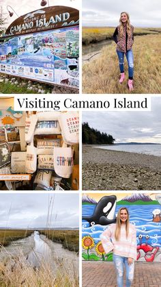 a collage of photos with the words visiting camanoo island in front of it