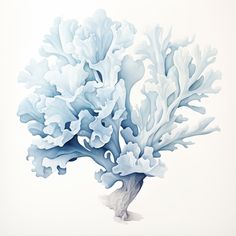 a blue and white painting of a tree