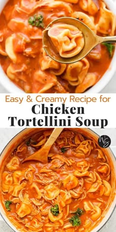 chicken tortellini soup is an easy and creamy recipe that's ready in under 30 minutes