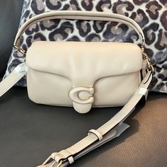 Coach Pillow Tabby 26 Nwt Ivory Luxury Neutral Crossbody Shoulder Bag, Designer Cream Crossbody Shoulder Bag, Designer Cream Shoulder Bag With Detachable Strap, Chic Cream Coach Shoulder Bag, Beige Coach Bag With Detachable Strap, Chic Beige Coach Shoulder Bag, Coach Beige Shoulder Bag With Gold-tone Hardware, Coach Cream Shoulder Bag For Daily Use, Chic Cream Coach Bag