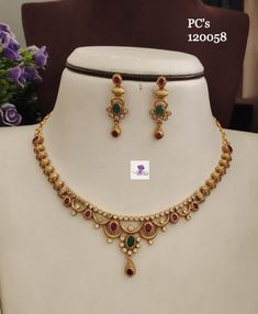 Short Neckless Design Gold, Indian Bridal Jewelry Sets Brides Gold, Gold Chain With Earrings Set, Simple Gold Necklace Designs Indian, Gold Simple Necklace Designs, Baby Necklace Gold Indian, Gold Neckless Jewelry, Nackles Design Simple, Gold Necklace Indian Bridal Jewelry Wedding