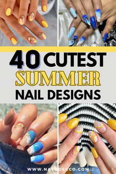 Bright summer nails, tropical nail designs, summer acrylic nails, and simple summer nails. Sun Design Nails, Sun Nails Design, Citrus Nails, Colorful Manicure, Summer Vacation Nails, Ocean Nails, Sun Nails, Summer Nails Ideas, Cute Summer Nail Designs