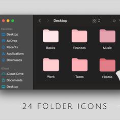 the 24 folder icons are displayed in this screenshote, which includes different colors and sizes