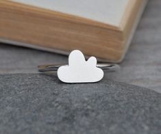 Personalized Wedding Bands, Cloud Necklace, Cloud Ring, Wide Wedding Rings, Small Clouds, Rustic Wedding Rings, Silver Cloud, Handmade Rings, Amazon Handmade