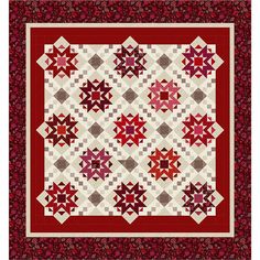 a red and white quilt with many stars on it, in the shape of squares