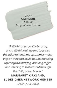 an advertisement with the words gray cashmere on it