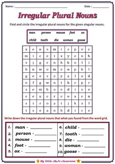 the irregular punal words worksheet