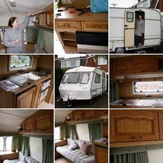 a series of photographs showing the inside of an rv