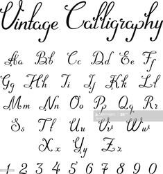 an old english alphabet with cursive letters and numbers in the style of calligraphy