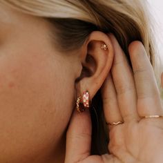 These Sydney Hammered Hoops are the perfect earring that goes with everything! They are available in both sterling silver and gold vermeil and are hypoallergenic, tarnish and wear resistant, and perfect for sensitive ears. They measure a dainty 10mm in small or 14mm in large and are perfect for a first piercing or in an earring stack. First Piercing, Third Piercing, Earring Stack, Mini Studs, Dainty Earrings, Love Jewelry, Sensitive Ears, Silver And Gold, Gold Vermeil