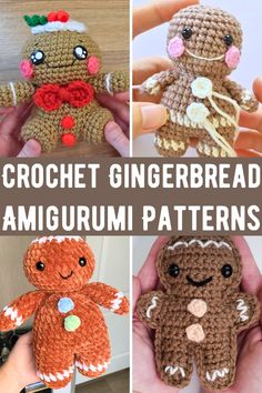 crochet gingerbread amigurm patterns with text overlay