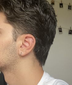 Men With Piercings Ears, Men With Multiple Ear Piercings, Men With Pierced Ears, Men's Ear Piercings, Men Percinings, Men’s Cartilage Piercing, Men Cartilage Piercing, Men Piercing Ears Aesthetic, Men’s Ear Piercing Ideas